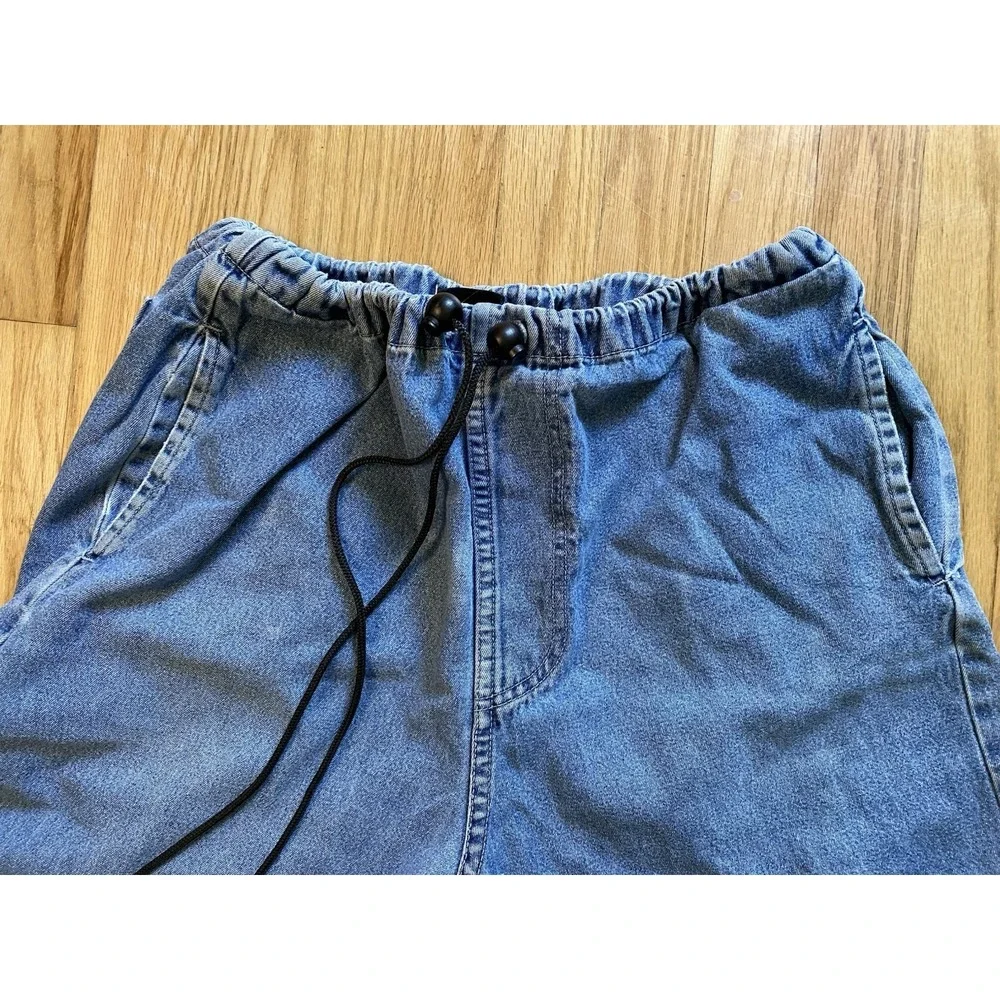 Vintage 90s KIKWEAR Wide Leg Denim Cargo Capri Pants Rave Skater Y2K -size S